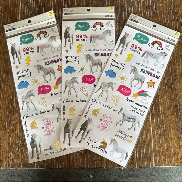 Recollections unicorns stickers for journaling or scrapbooking - Pack of 3 - Picture 1 of 3